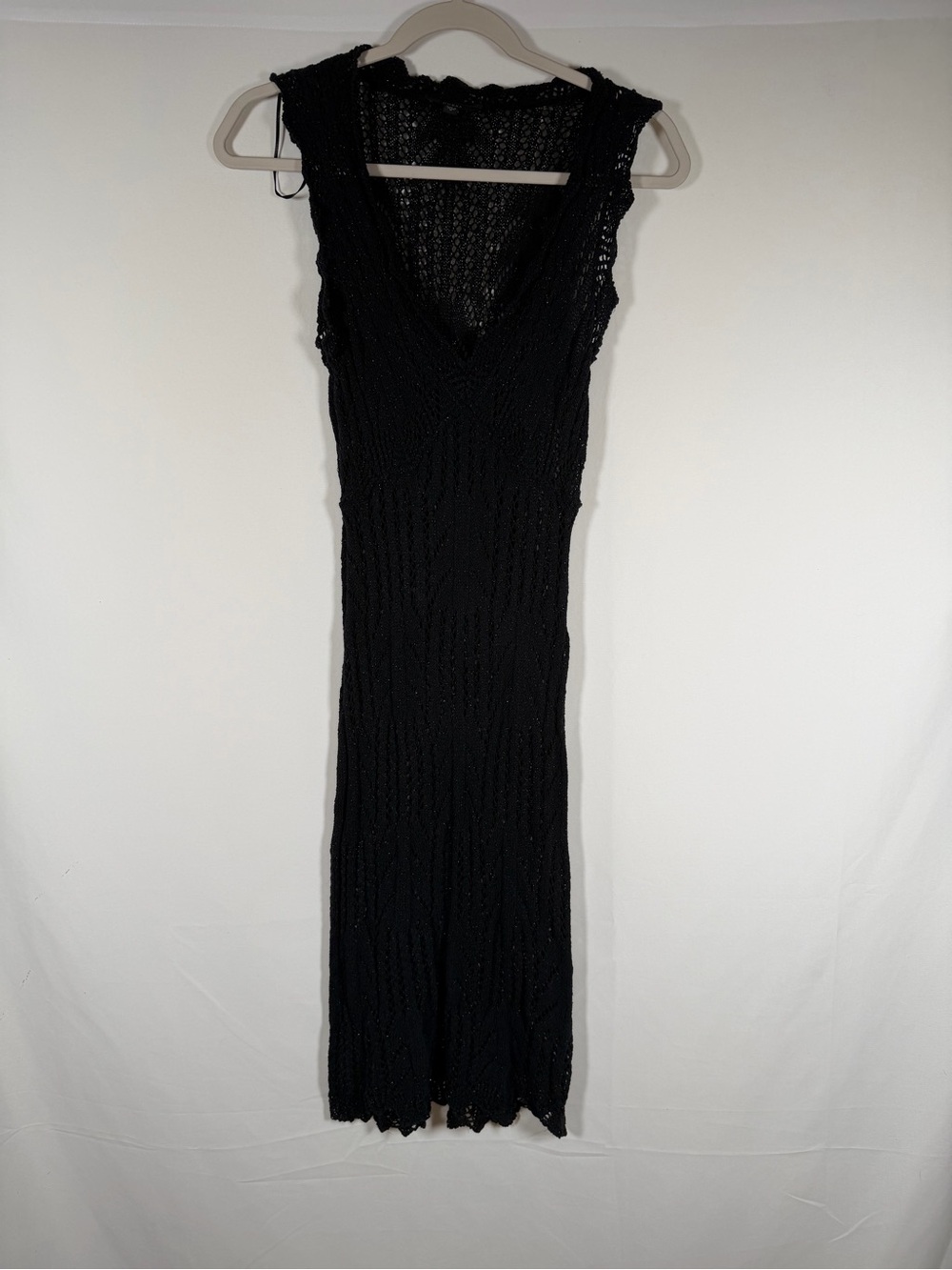 Guess Black Whimsigoth Crochet Open Knit Fairy Grunge Babydoll Midi Dress